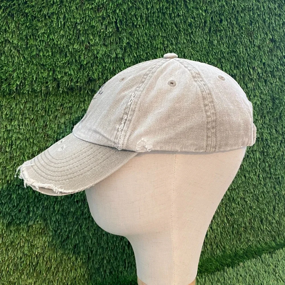 Mickey Mouse Disney Baseball Cap Beige OS Distressed Embroidered Slideback Hat